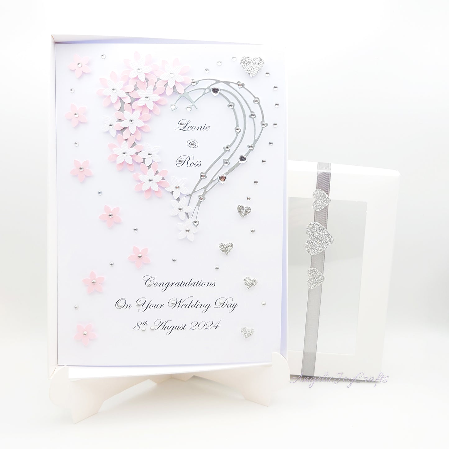 Handmade Personalised 3D Engagement Card with Floral Heart + Complimentary Gift Box | Anniversary | Wedding | Engagement