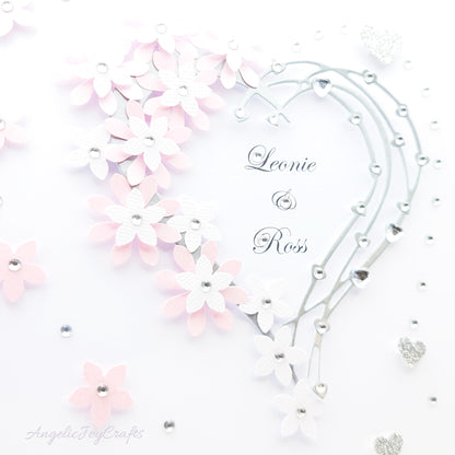 Handmade Personalised 3D Engagement Card with Floral Heart + Complimentary Gift Box | Anniversary | Wedding | Engagement