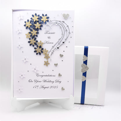 Handmade Personalised 3D Engagement Card with Floral Heart + Complimentary Gift Box | Anniversary | Wedding | Engagement