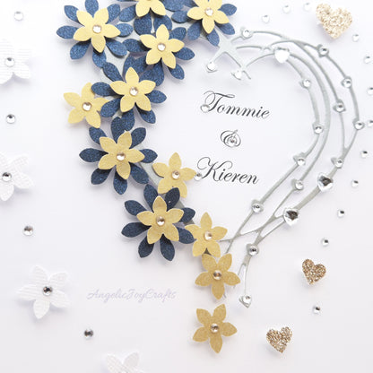 Handmade Personalised 3D Engagement Card with Floral Heart + Complimentary Gift Box | Anniversary | Wedding | Engagement