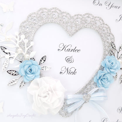 Handmade Personalised 3D Engagement Card with Ornate Floral Heart & Bow + Complimentary Gift Box | Anniversary | Wedding | Engagement