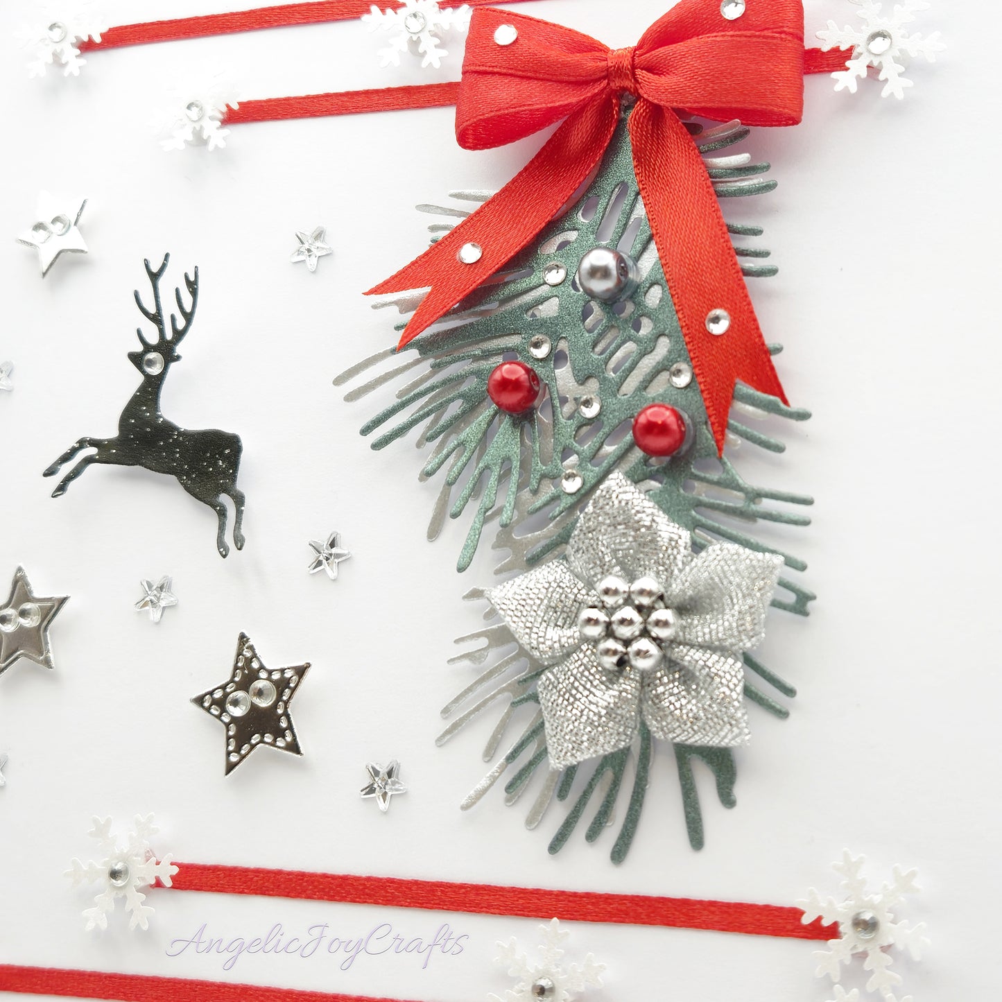 Handmade Personalised 3D Christmas Card with Spruce Branch & Buck + Complimentary Gift Box | Christmas | Noel | New Year