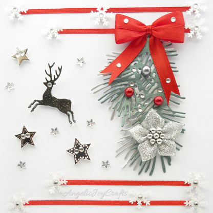 Handmade Personalised 3D Christmas Card with Spruce Branch & Buck + Complimentary Gift Box | Christmas | Noel | New Year