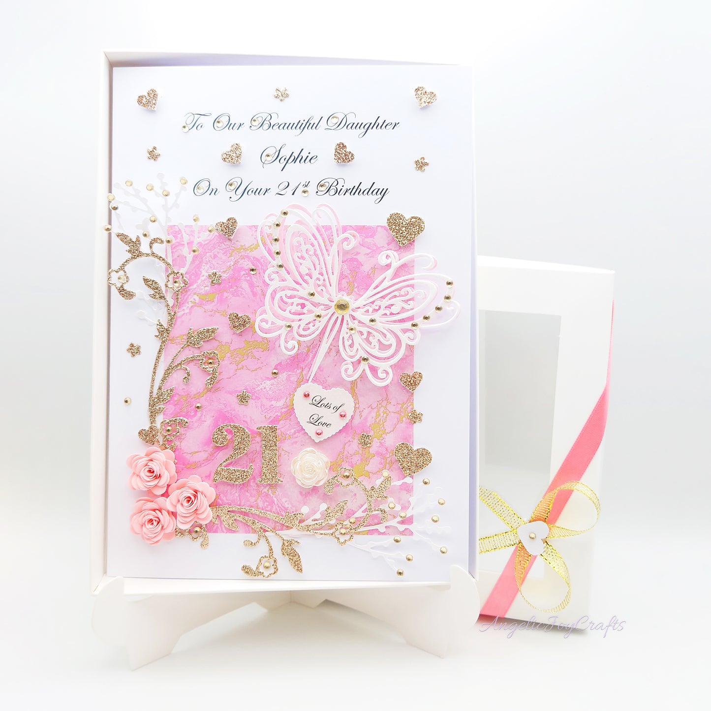 Handmade Personalised 3D Birthday Card with Ornate Butterfly & Flowers + Complimentary Gift Box | Birthday | Mother's Day