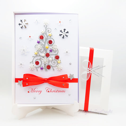 Handmade Personalised 3D Christmas Card with Ornate Christmas Tree + Complimentary Gift Box | Christmas | Noel | New Year