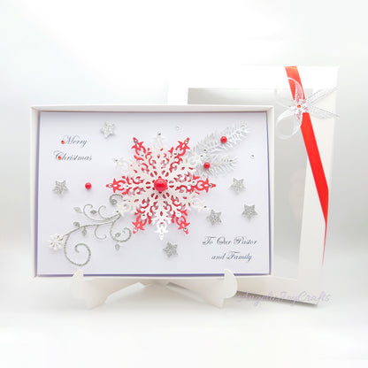 Handmade Personalised 3D Christmas Card with Ornate Snowflakes + Complimentary Gift Box | Christmas | Noel | New Year