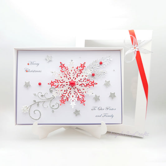Handmade Personalised 3D Christmas Card with Ornate Snowflakes + Complimentary Gift Box | Christmas | Noel | New Year