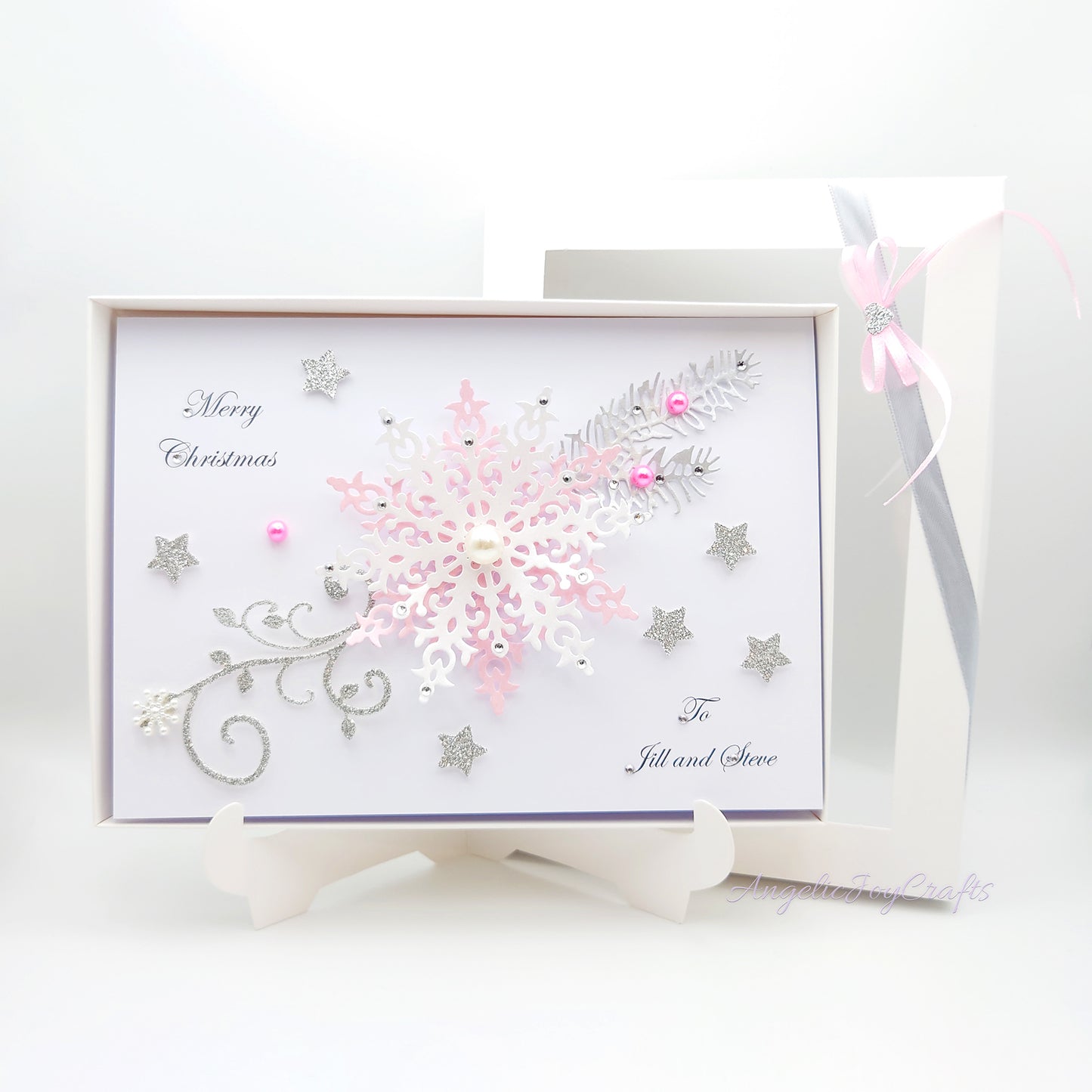 Handmade Personalised 3D Christmas Card with Ornate Snowflakes + Complimentary Gift Box | Christmas | Noel | New Year