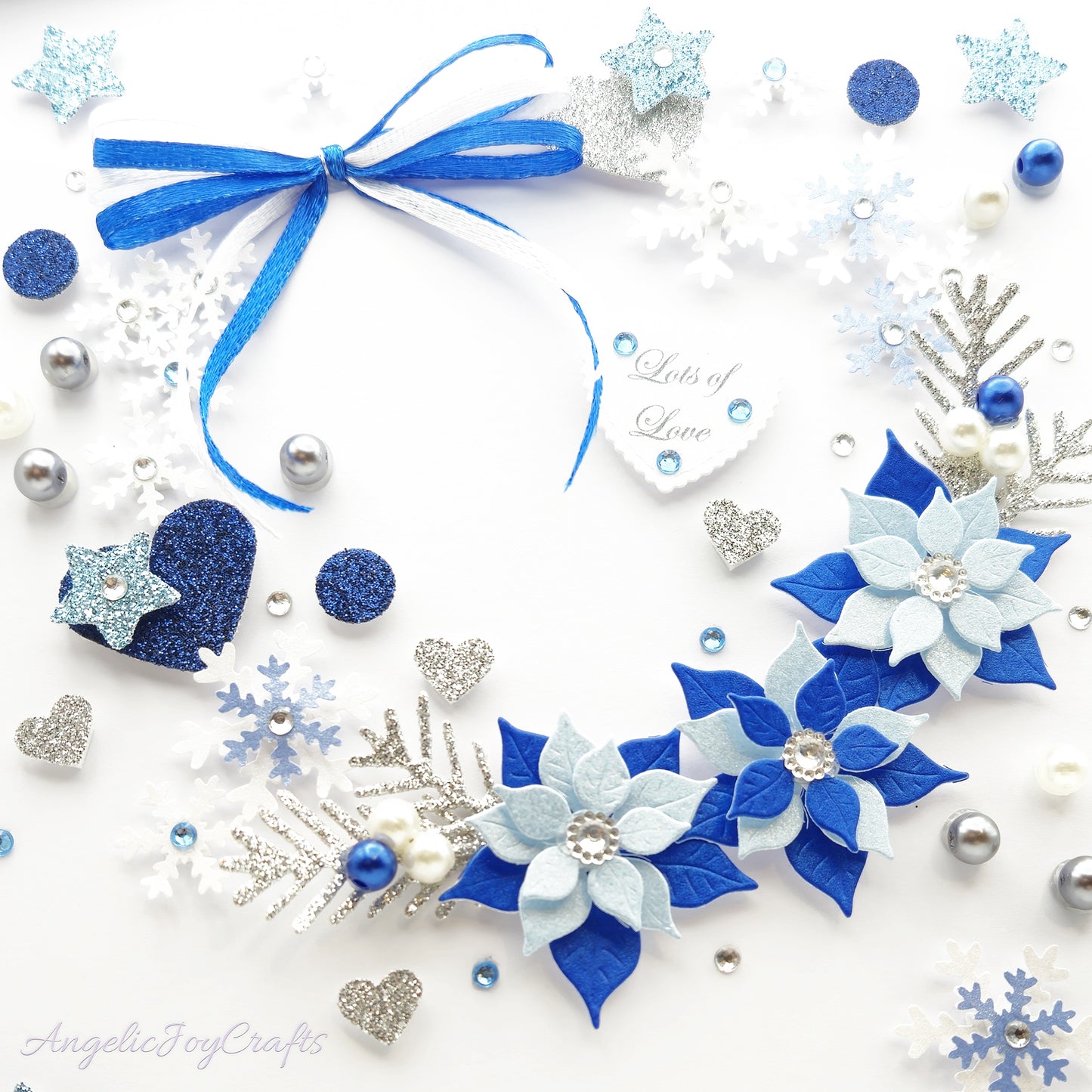 Handmade Personalised 3D Christmas Card with Floral Wreath & Bow + Complimentary Gift Box | Christmas | Noel | New Year