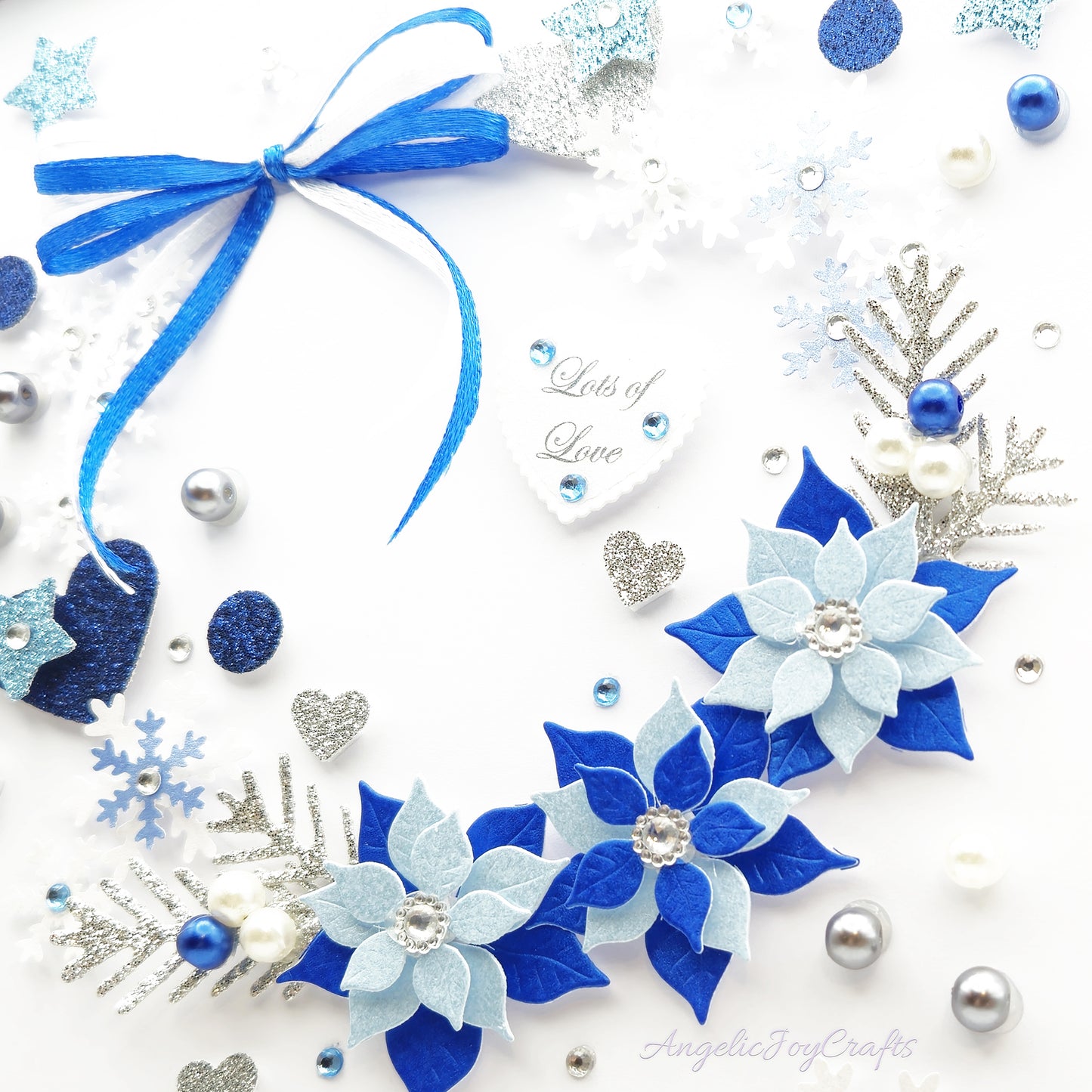 Handmade Personalised 3D Christmas Card with Floral Wreath & Bow + Complimentary Gift Box | Christmas | Noel | New Year