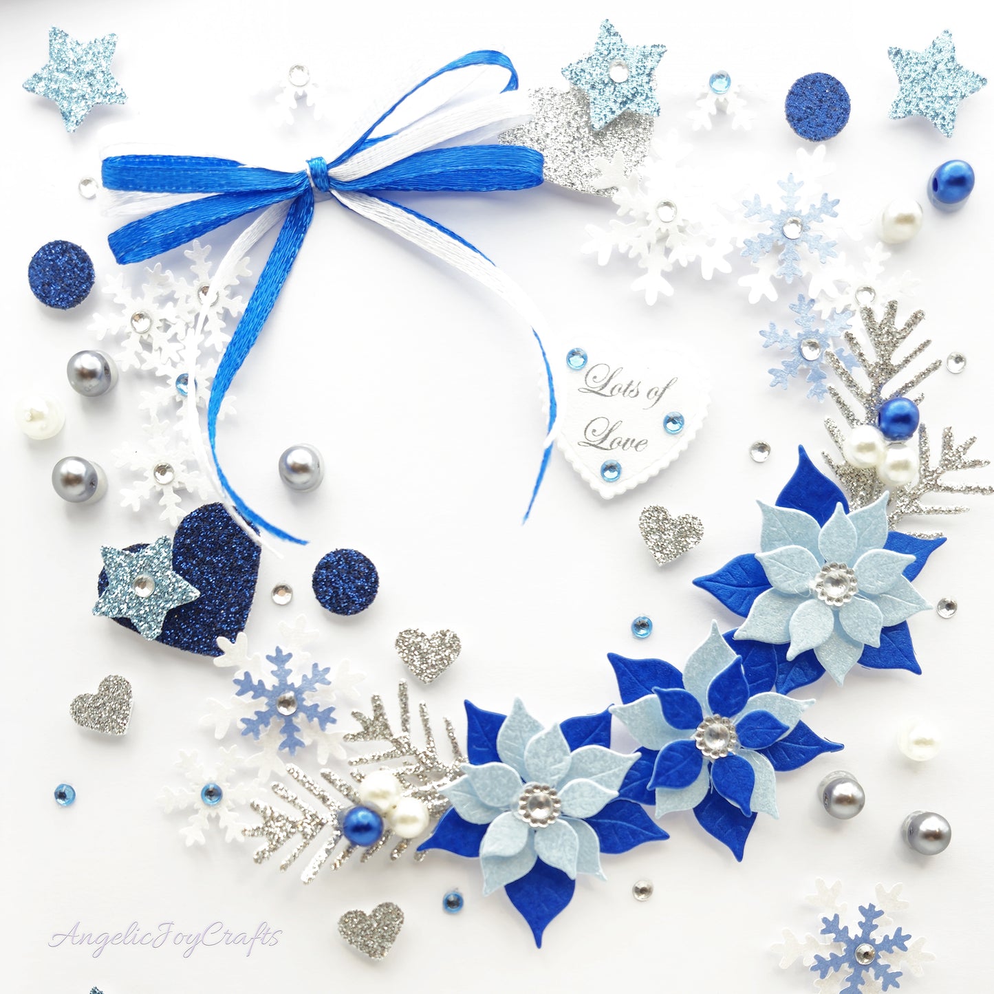 Handmade Personalised 3D Christmas Card with Floral Wreath & Bow + Complimentary Gift Box | Christmas | Noel | New Year