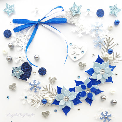 Handmade Personalised 3D Christmas Card with Floral Wreath & Bow + Complimentary Gift Box | Christmas | Noel | New Year