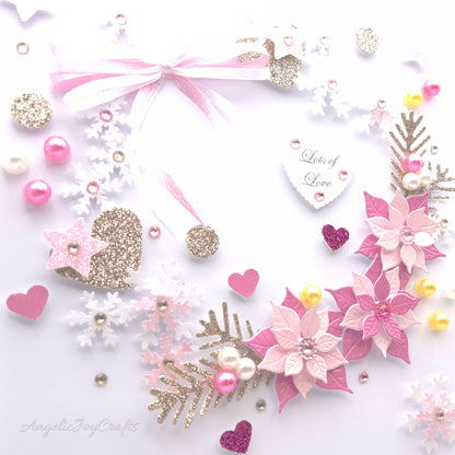 Handmade Personalised 3D Christmas Card with Floral Wreath & Bow + Complimentary Gift Box | Christmas | Noel | New Year