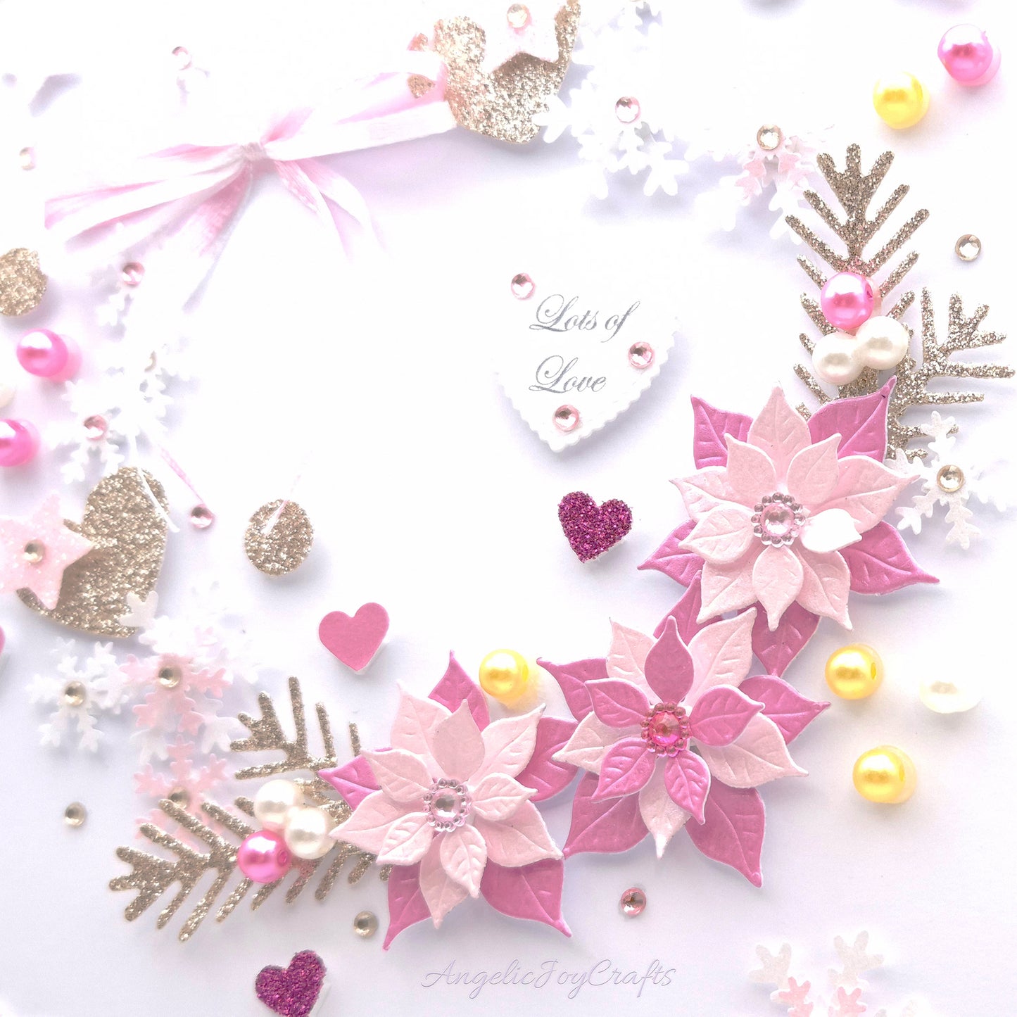 Handmade Personalised 3D Christmas Card with Floral Wreath & Bow + Complimentary Gift Box | Christmas | Noel | New Year