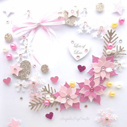 Handmade Personalised 3D Christmas Card with Floral Wreath & Bow + Complimentary Gift Box | Christmas | Noel | New Year