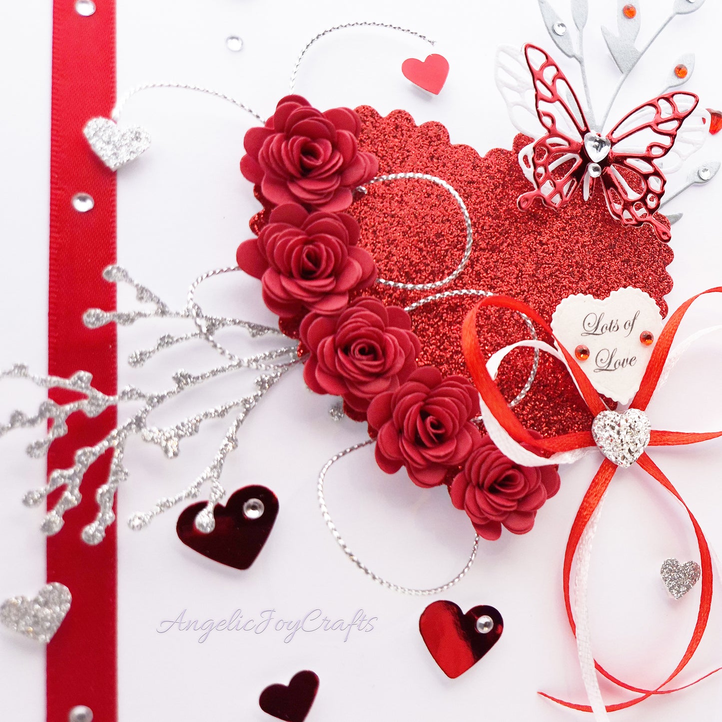 Handmade Personalised 3D Valentine's Day Card with Floral Heart & Butterfly + Complimentary Gift Box | Valentine's Day
