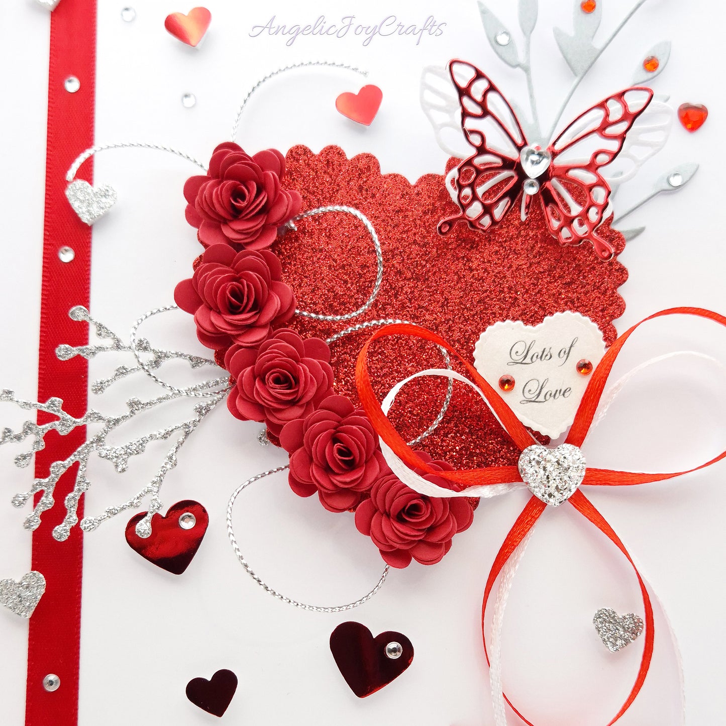 Handmade Personalised 3D Valentine's Day Card with Floral Heart & Butterfly + Complimentary Gift Box | Valentine's Day