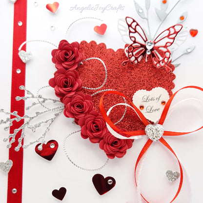 Handmade Personalised 3D Valentine's Day Card with Floral Heart & Butterfly + Complimentary Gift Box | Valentine's Day