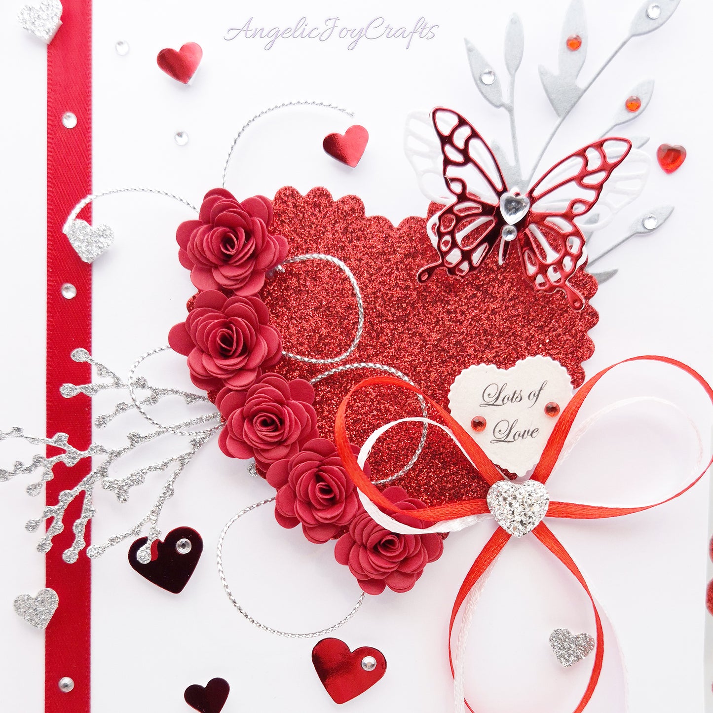 Handmade Personalised 3D Valentine's Day Card with Floral Heart & Butterfly + Complimentary Gift Box | Valentine's Day