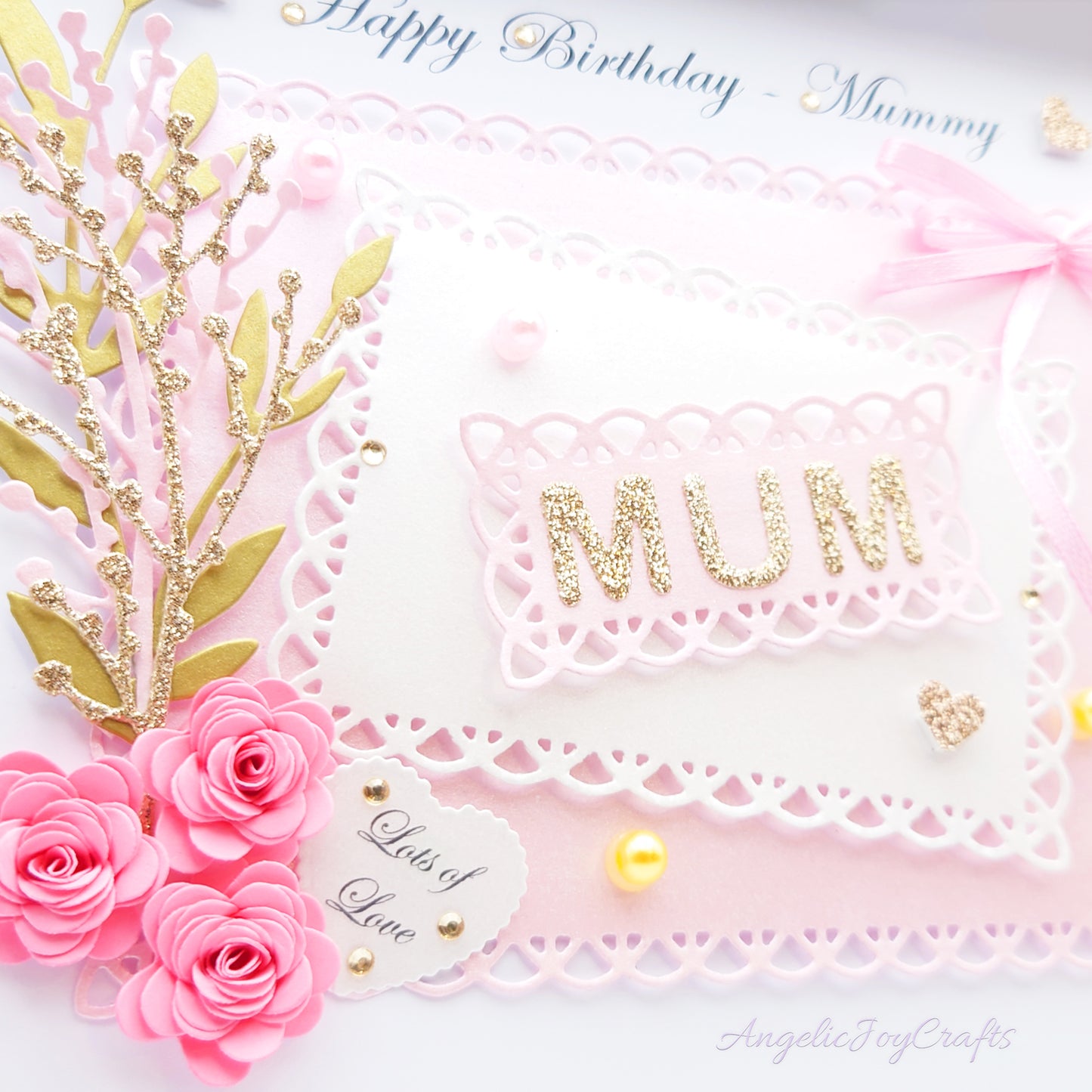 Handmade Personalised 3D Birthday Day Card with Floral Frame & Bow + Complimentary Gift Box | Birthday | Mother's Day