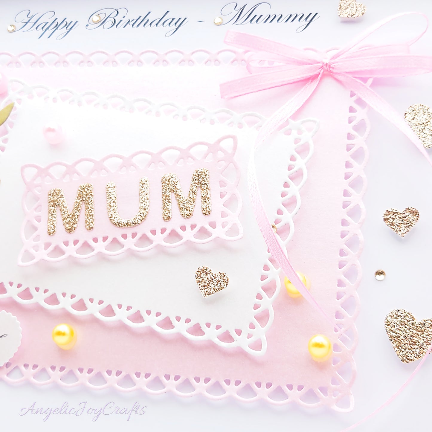 Handmade Personalised 3D Birthday Day Card with Floral Frame & Bow + Complimentary Gift Box | Birthday | Mother's Day