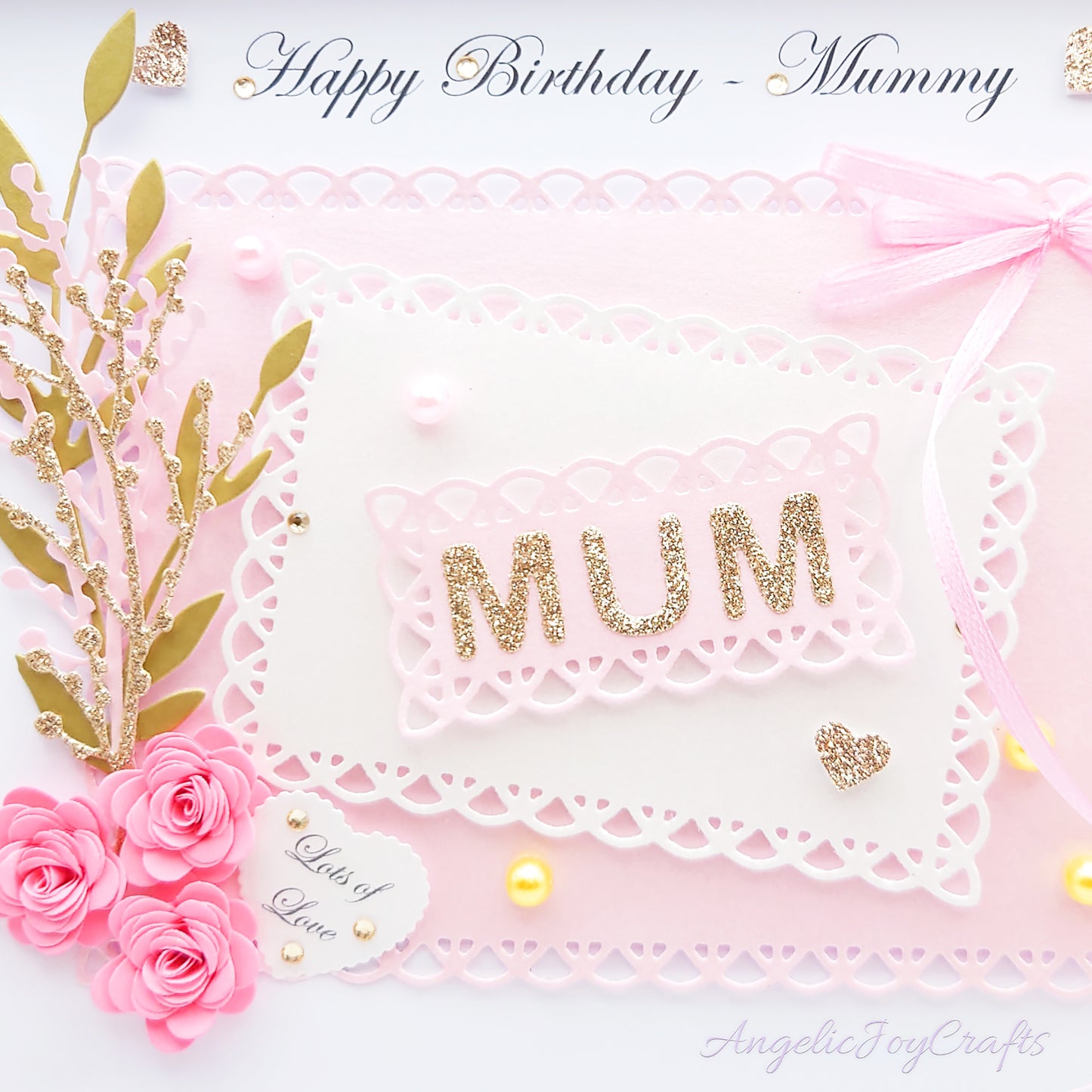 Handmade Personalised 3D Birthday Day Card with Floral Frame & Bow + Complimentary Gift Box | Birthday | Mother's Day