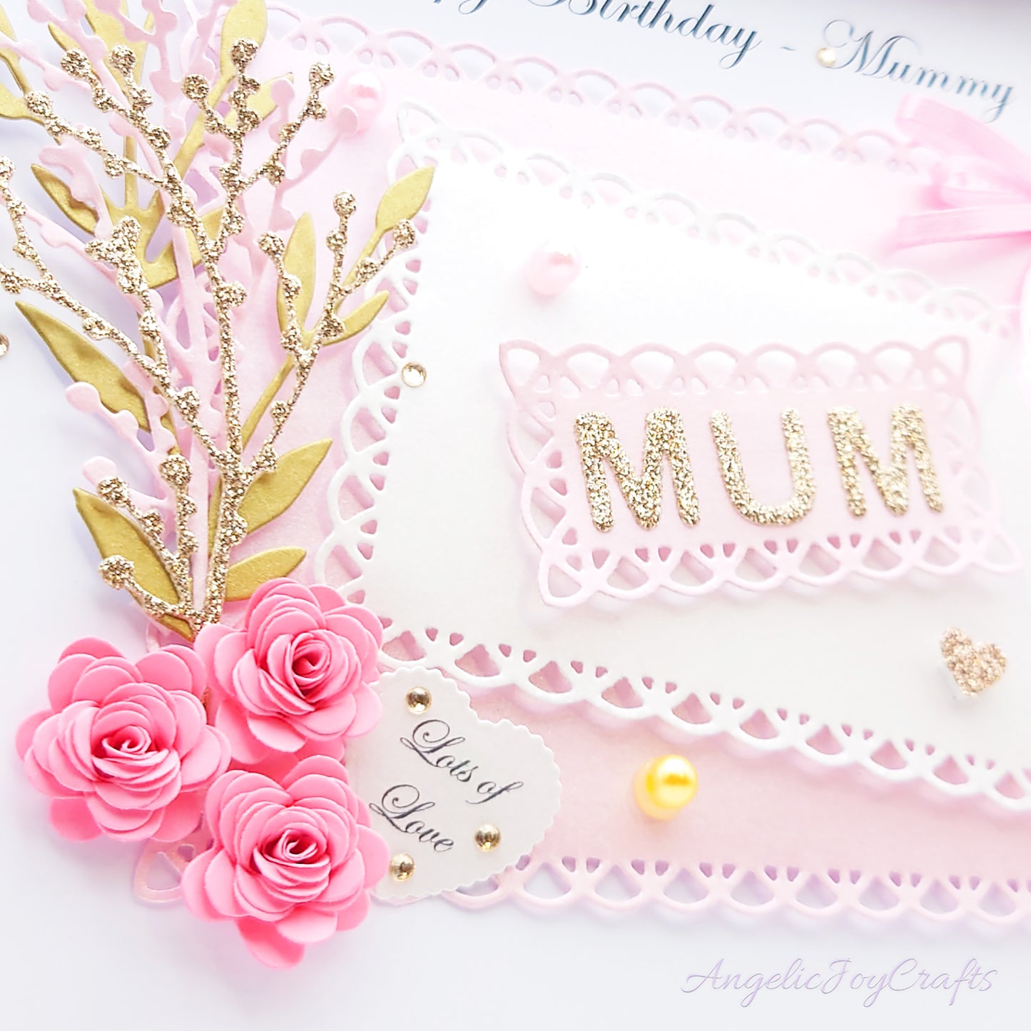 Handmade Personalised 3D Birthday Day Card with Floral Frame & Bow + Complimentary Gift Box | Birthday | Mother's Day