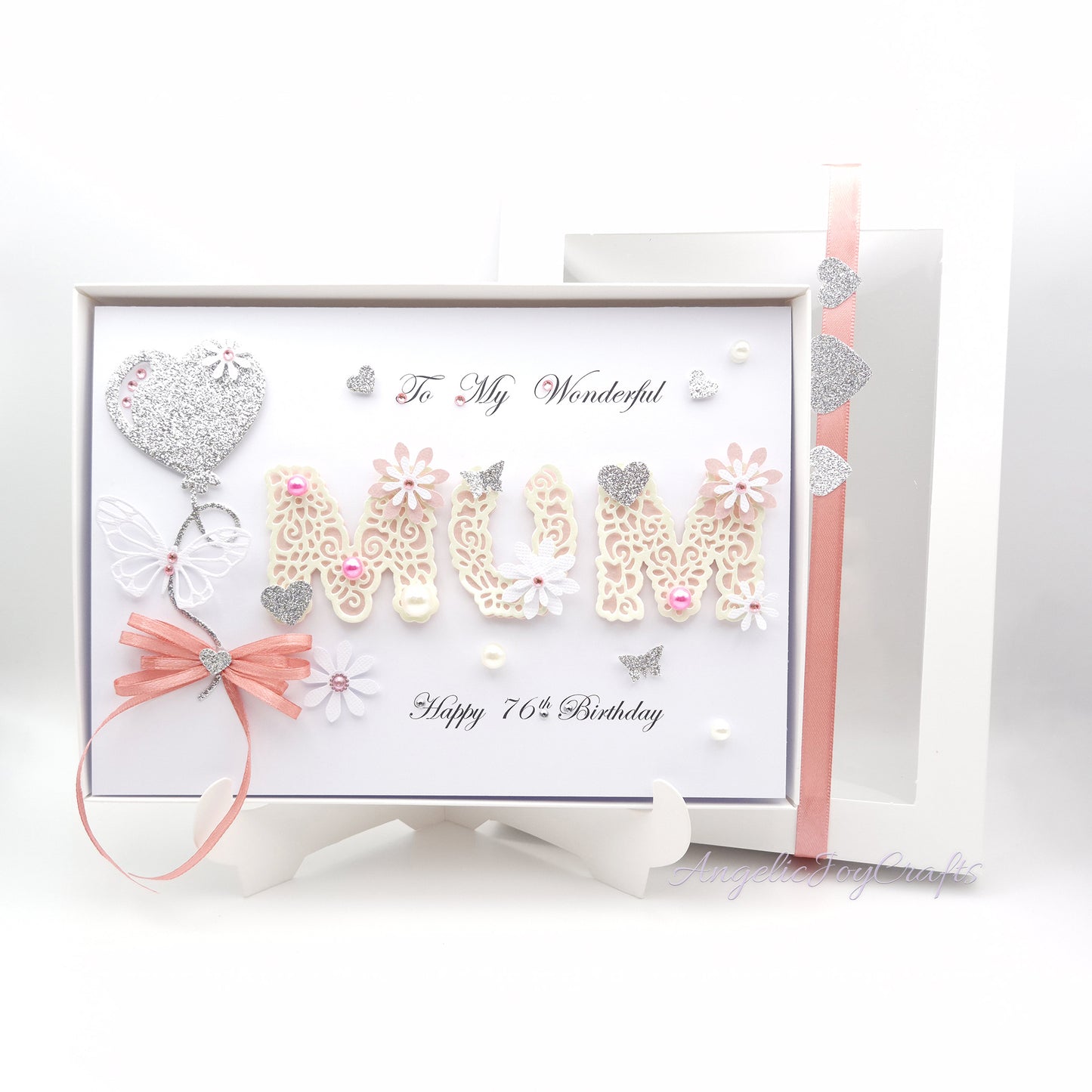 Handmade Personalised 3D Birthday Day Card with Floral Letters & Baloon + Complimentary Gift Box | Birthday | Mother's Day