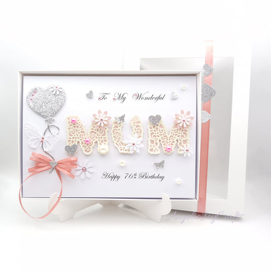 Handmade Personalised 3D Birthday Day Card with Floral Letters & Baloon + Complimentary Gift Box | Birthday | Mother's Day
