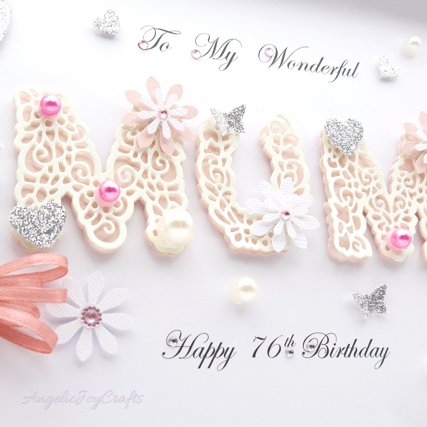 Handmade Personalised 3D Birthday Day Card with Floral Letters & Baloon + Complimentary Gift Box | Birthday | Mother's Day