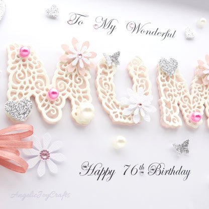 Handmade Personalised 3D Birthday Day Card with Floral Letters & Baloon + Complimentary Gift Box | Birthday | Mother's Day