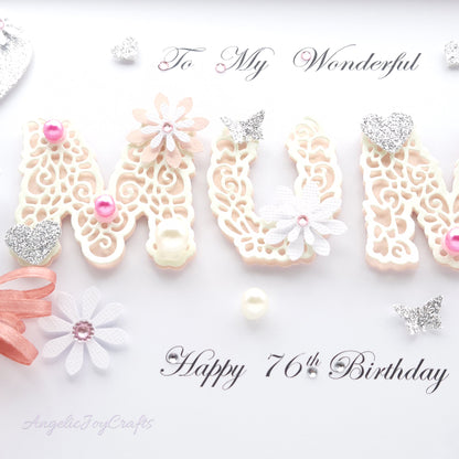 Handmade Personalised 3D Birthday Day Card with Floral Letters & Baloon + Complimentary Gift Box | Birthday | Mother's Day
