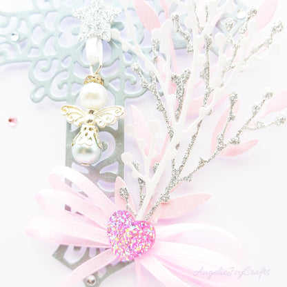 Handmade Personalised 3D Christening Card with Ornate Cross & Angel Charm + Complimentary Gift Box | Christening | Baptism