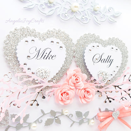 Handmade Personalised 3D Wedding Card with Hearts & Floral Branches + Complimentary Gift Box | Anniversary | Wedding | Engagement