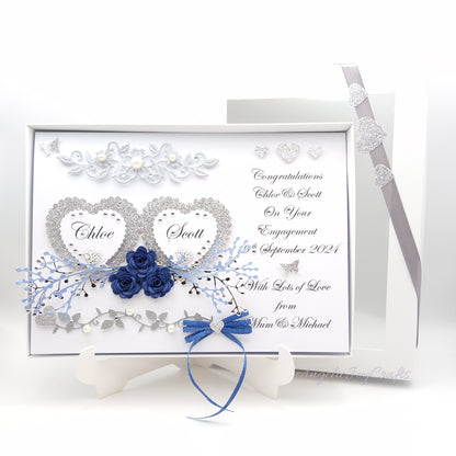 Handmade Personalised 3D Wedding Card with Hearts & Floral Branches + Complimentary Gift Box | Anniversary | Wedding | Engagement