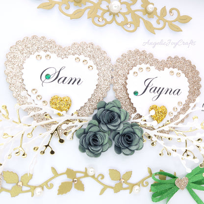 Handmade Personalised 3D Wedding Card with Hearts & Floral Branches + Complimentary Gift Box | Anniversary | Wedding | Engagement
