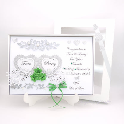 Handmade Personalised 3D Wedding Card with Hearts & Floral Branches + Complimentary Gift Box | Anniversary | Wedding | Engagement