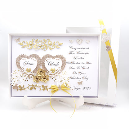 Handmade Personalised 3D Wedding Card with Hearts & Floral Branches + Complimentary Gift Box | Anniversary | Wedding | Engagement