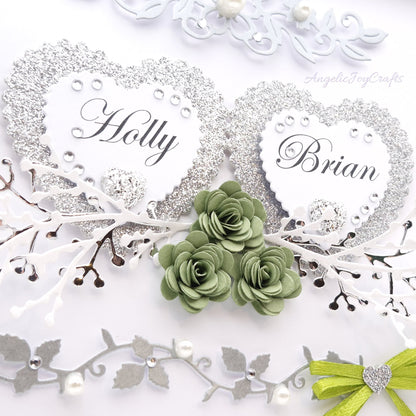 Handmade Personalised 3D Wedding Card with Hearts & Floral Branches + Complimentary Gift Box | Anniversary | Wedding | Engagement