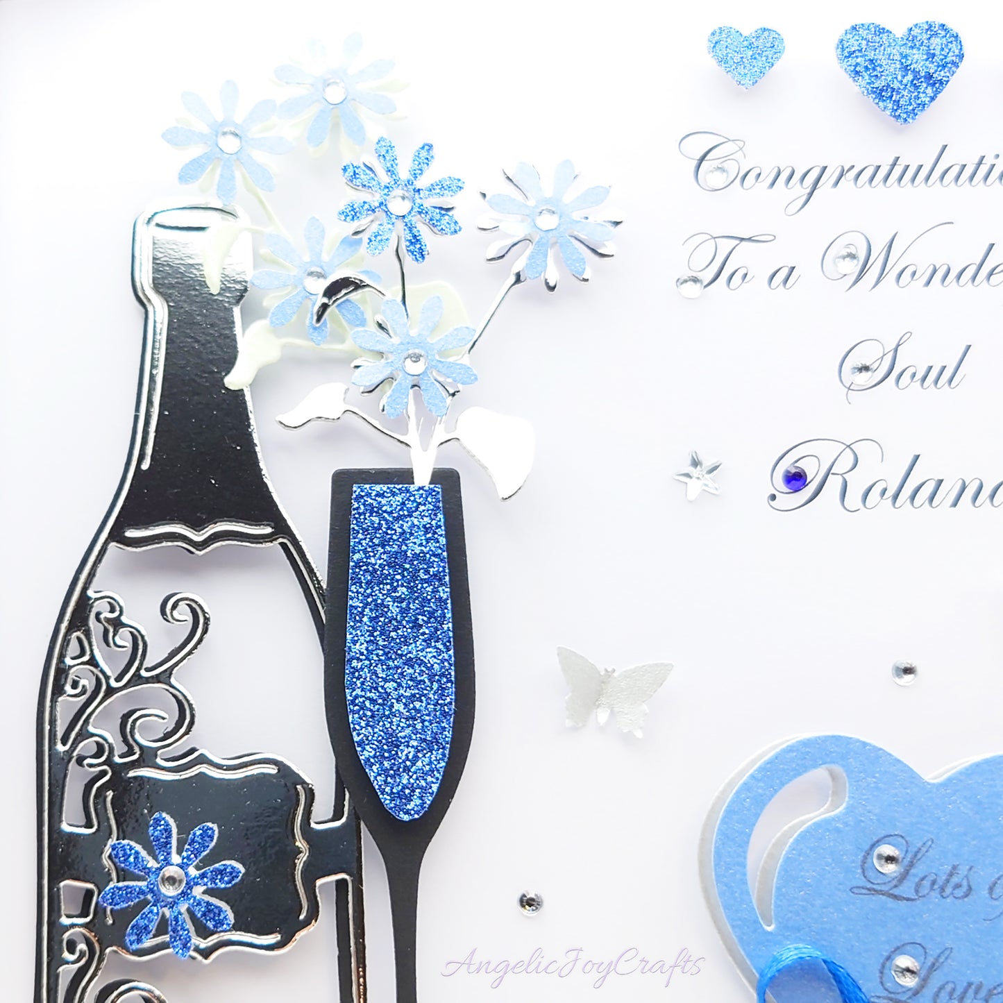 Handmade Personalised 3D Birthday Card with Champagne & Tree of Life Charm + Complimentary Gift Box | Birthday | Mother's Day