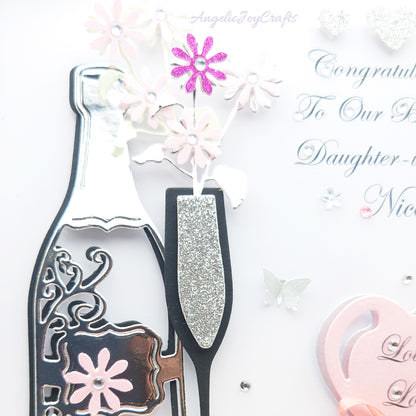 Handmade Personalised 3D Birthday Card with Champagne & Tree of Life Charm + Complimentary Gift Box | Birthday | Mother's Day