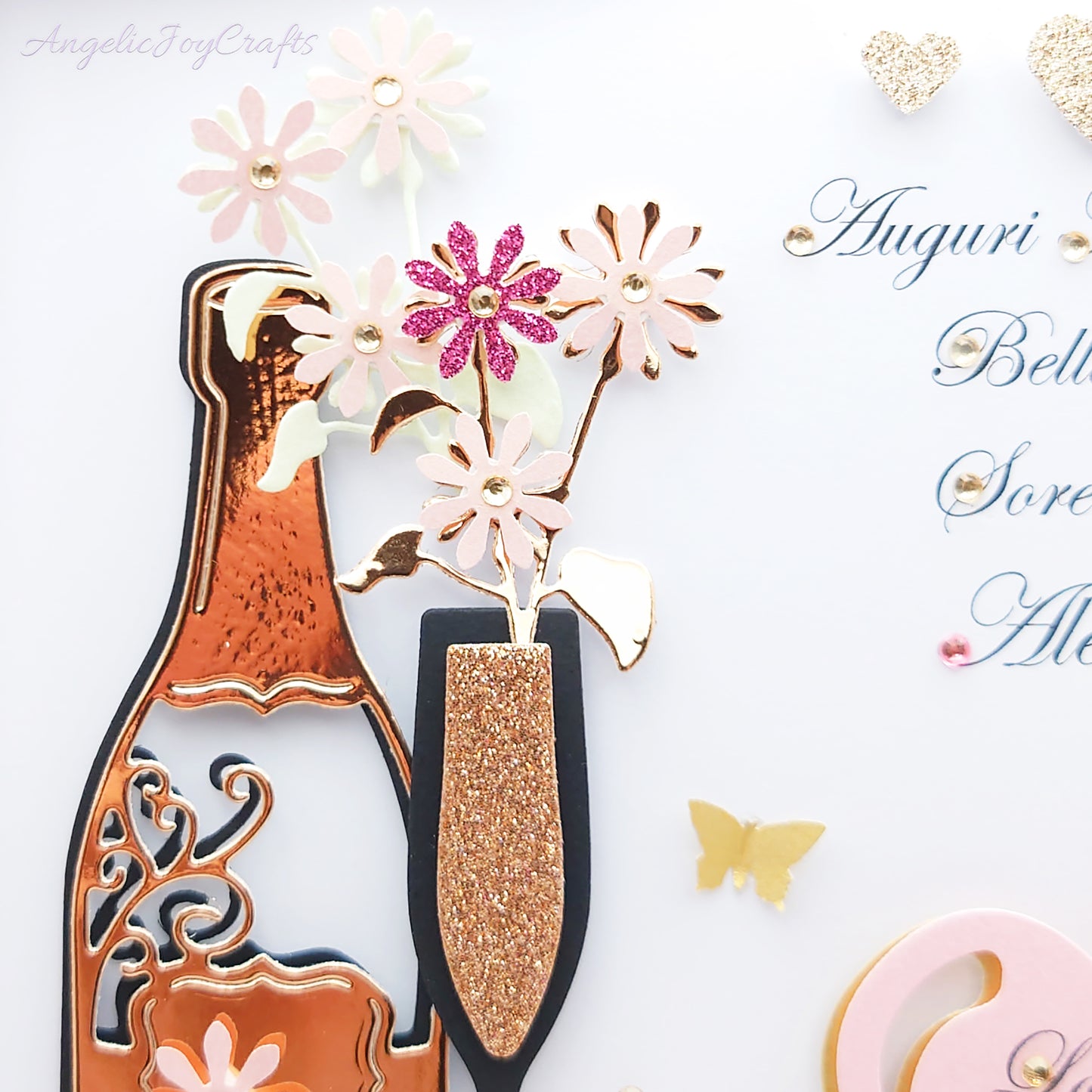 Handmade Personalised 3D Birthday Card with Champagne & Tree of Life Charm + Complimentary Gift Box | Birthday | Mother's Day