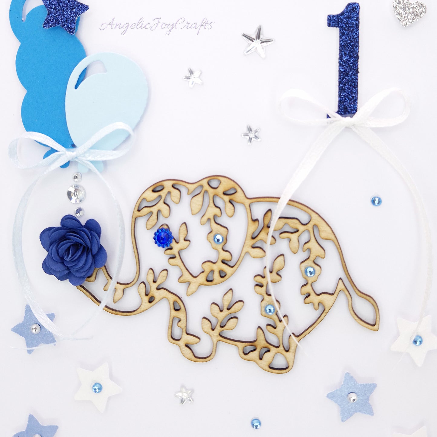 Handmade Personalised 3D Child Birthday Card with an Elephant & Heart Baloon + Complimentary Gift Box | Baby Shower | Child Birthday | Baby Born | Birthday