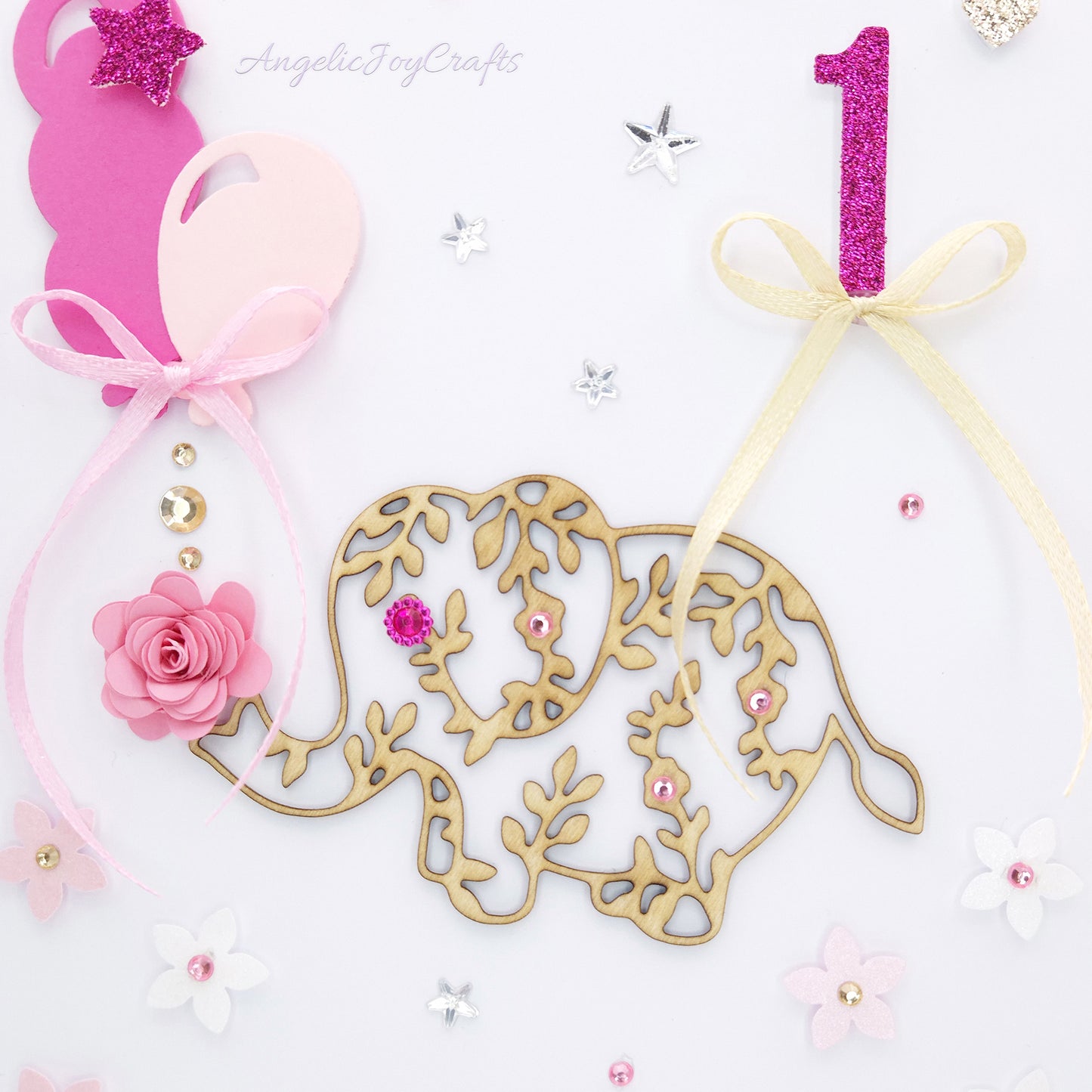 Handmade Personalised 3D Child Birthday Card with an Elephant & Heart Baloon + Complimentary Gift Box | Baby Shower | Child Birthday | Baby Born | Birthday