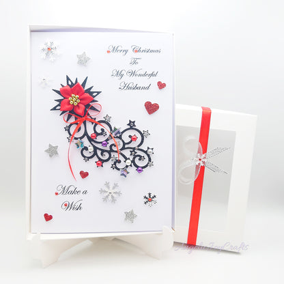 Handmade Personalised 3D Christmas Card with a Shooting Star + Complimentary Gift Box | Christmas | Noel | New Year