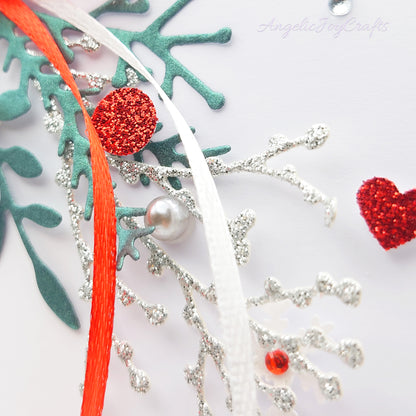 Handmade Personalised 3D Christmas Card with Branch & Bow + Complimentary Gift Box | Christmas | Noel | New Year