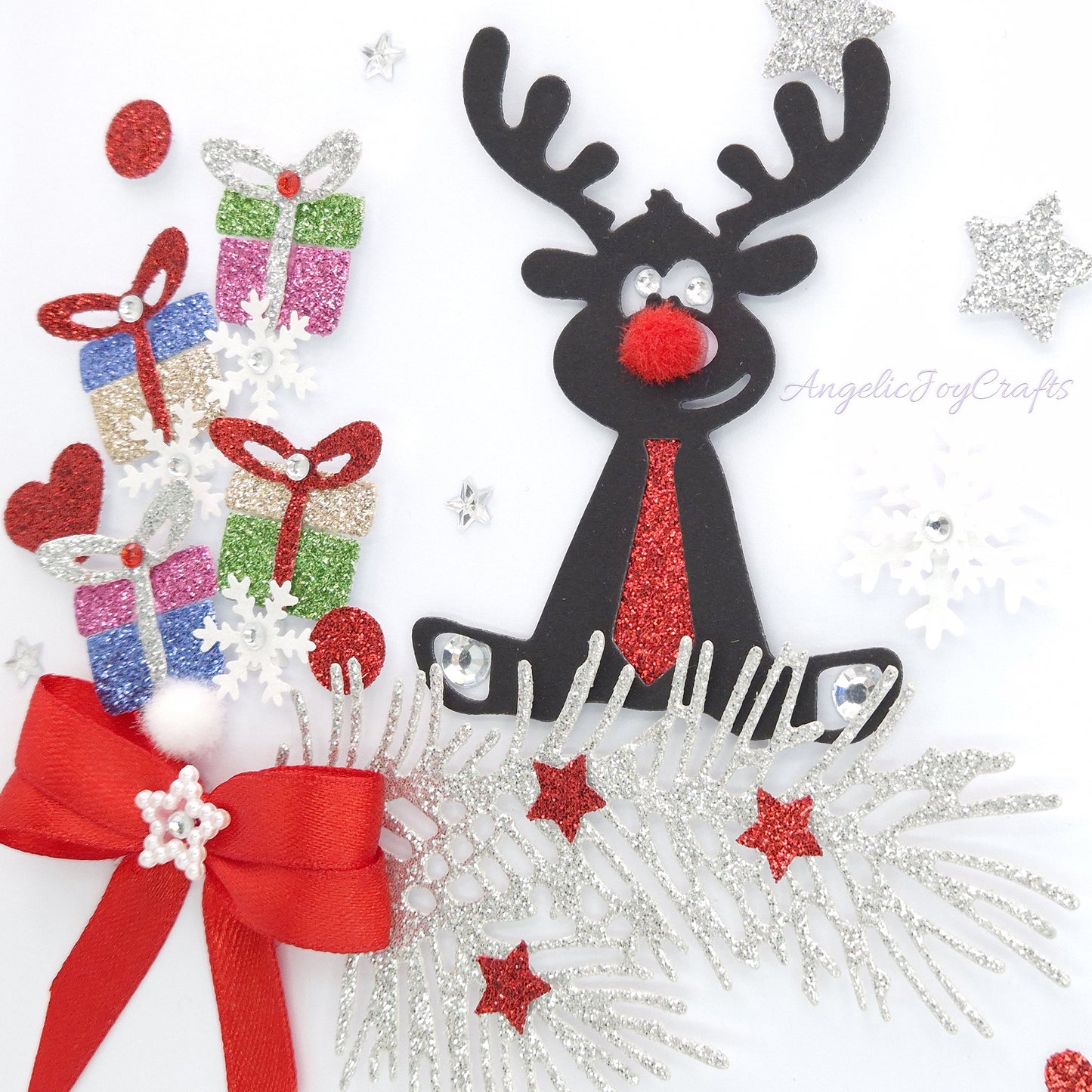 Handmade Personalised 3D Christmas Card with Deer & Gifts + Complimentary Gift Box | Christmas | Noel | New Year