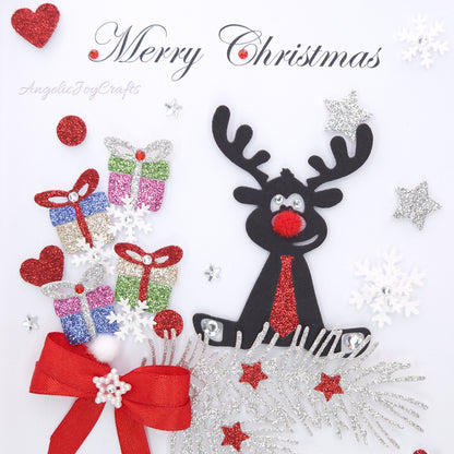 Handmade Personalised 3D Christmas Card with Deer & Gifts + Complimentary Gift Box | Christmas | Noel | New Year