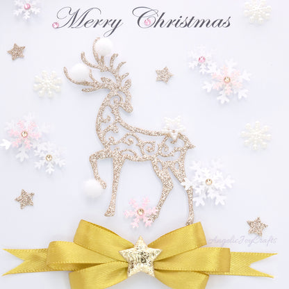 Handmade Personalised 3D Christmas Card with Golden Buck & Bow + Complimentary Gift Box | Christmas | Noel | New Year