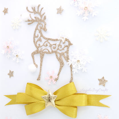 Handmade Personalised 3D Christmas Card with Golden Buck & Bow + Complimentary Gift Box | Christmas | Noel | New Year